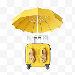 椅子顶视图图片_夏季旅行与黄色手提箱沙滩椅伞凉