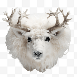 圣诞驯鹿脸由睫毛和白色鹿角制成