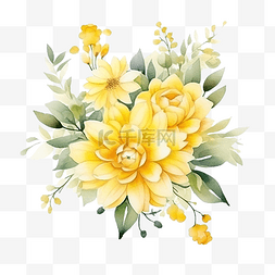 古紋图片_水彩风格的黄色插花