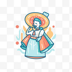 舞蹈图标icon图片_墨西哥民间舞蹈插图画一个戴帽子