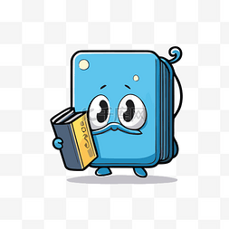 蓝色手提箱字符携带书籍 向量