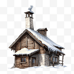 雪雪房子图片_房子或小屋的烟囱被雪覆盖