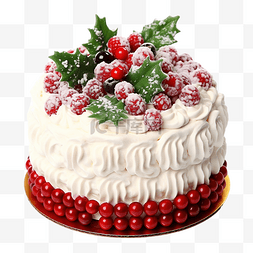 蛋糕店标示图片_圣诞树上装饰着奶油和浆果的自制