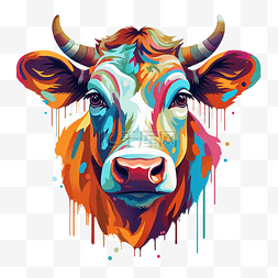 牛动物彩色png插图