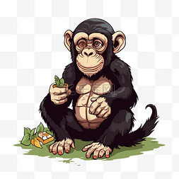 黑猩猩剪贴画 黑猩猩食物绘图 卡