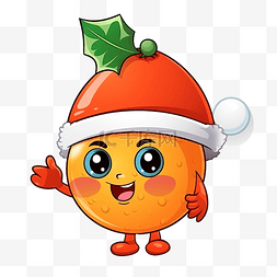 Pir 水果吉祥物卡通插画庆祝圣诞