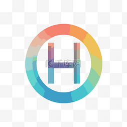 h 的彩虹水彩风格标志 向量