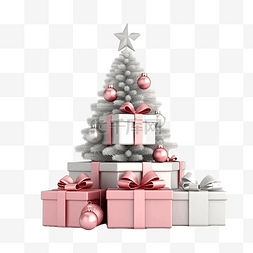 3d模型球图片_圣诞快乐 3d 树和礼品盒插图