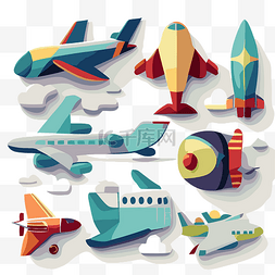 飞机剪贴画 彩色平面飞机和飞机