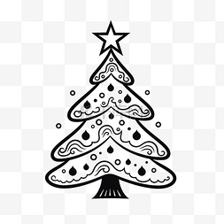 黑色线性装饰图片_圣诞树玩具线性插画圣诞装饰剪影