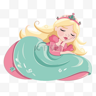 睡美人剪贴画粉红色和蓝色的公主睡在睡枕卡通上 向量
