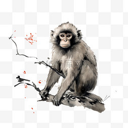 猴年房子图案图片_建模小猴爬树元素立体免抠图案