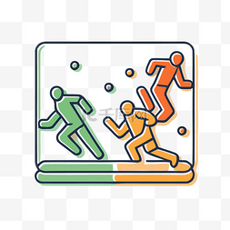 彩色背景跑步图片_橙色和白色框架中的两个跑步者 