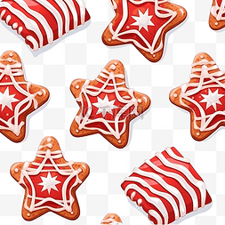 圣诞饼干星淋上奶油涂鸦线性