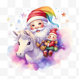 星星图片_圣诞节可爱的圣诞老人骑着可爱的
