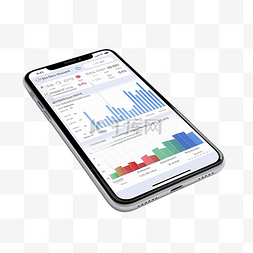 股票字图片_3D 渲染手机屏幕业务报告应用程序