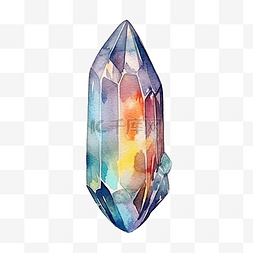 水晶蛋白石的水彩插图