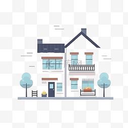 房地产简约图片_简约风格的两层房屋建筑插图