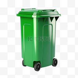 3d 孤立的绿色垃圾桶