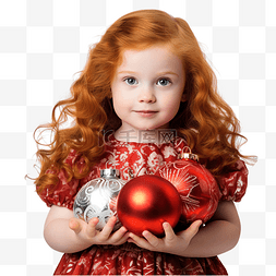 可发图片_红头发蓝眼睛的小女孩穿着圣诞老