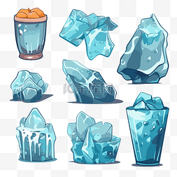 冰剪贴画卡通酷游戏冰石或石头收