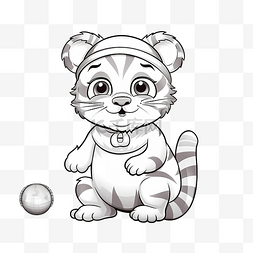 动物的拥抱图片_用可爱的老虎拥抱球复制图片儿童