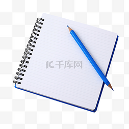 方格白色图片_打开螺旋记事本和蓝色铅笔
