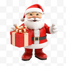 圣诞老人打开礼物的 3d 渲染