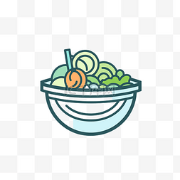 一个图标，其中有一碗蔬菜 向量