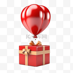 3d 渲染气球与隔离的开放礼品盒