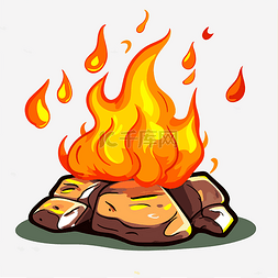黄色石头卡通图片_简单的火剪贴画卡通火坑，黄色背