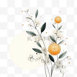 美学背景图片_具有橙色圆圈形状自然的植物线条
