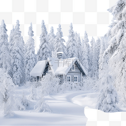 圣诞节的房子和雪冬季森林