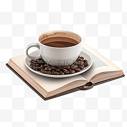 图书馆桌子图片_书本插图上的 3d 咖啡