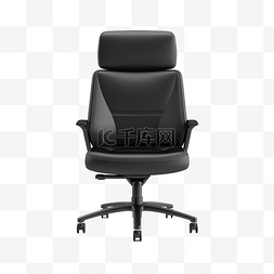 3d 黑色办公椅，前视图隔离最小概