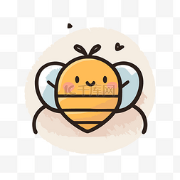 额头上有两颗心的蜜蜂 向量