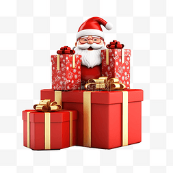 金融海报红色图片_圣诞老人与红色开放礼品盒空圣诞