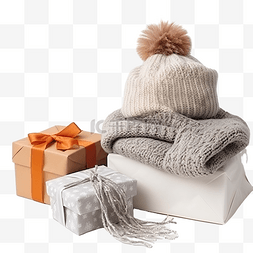 冬天送温暖的图片_寒冷冬季配件和圣诞礼盒