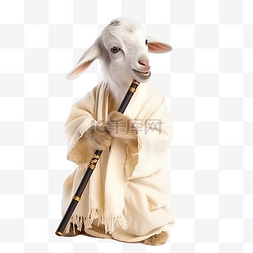 喇叭演奏图片_山羊演奏音乐可爱的动物演奏长笛