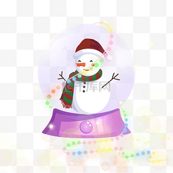 圣诞唯美图片_冬季圣诞节可爱卡通雪人水晶球玻