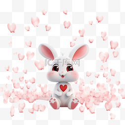 希望与爱图片_爱情概念与可爱的兔子或兔子坐姿