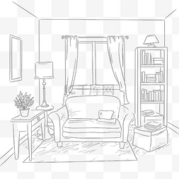如何用沙发轮廓素描画一个房间 