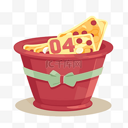 四十设计图片_红色桶里装着四十美元的披萨剪贴