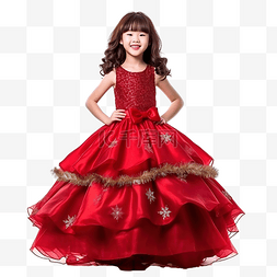 圣诞节那天，身穿红裙的美丽韩国