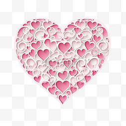 白色折纸心图片_白色和粉红色的心形剪纸风格
