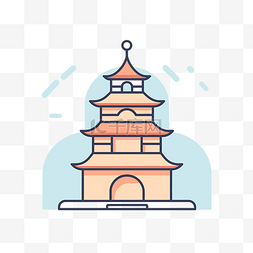 白色背景上的中国宝塔图标设计 