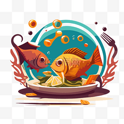鱼晚餐 向量