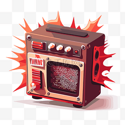 amp 剪贴画卡通收音机周围有火焰 
