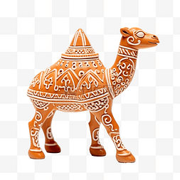 垂直的手图片_白色背景中的骆驼粘土东方纪念品