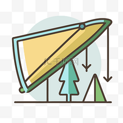 放风筝彩色图片_放风筝与森林线平面设计打印矢量